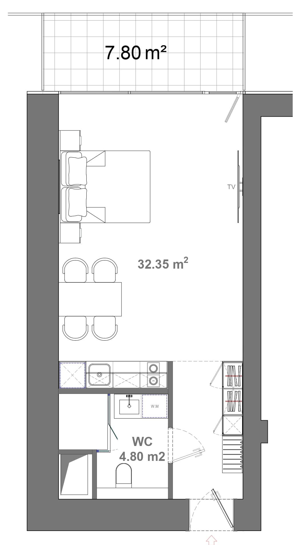 Studio, 45 m²