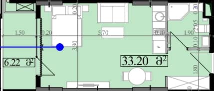 单间, 39.4 m²
