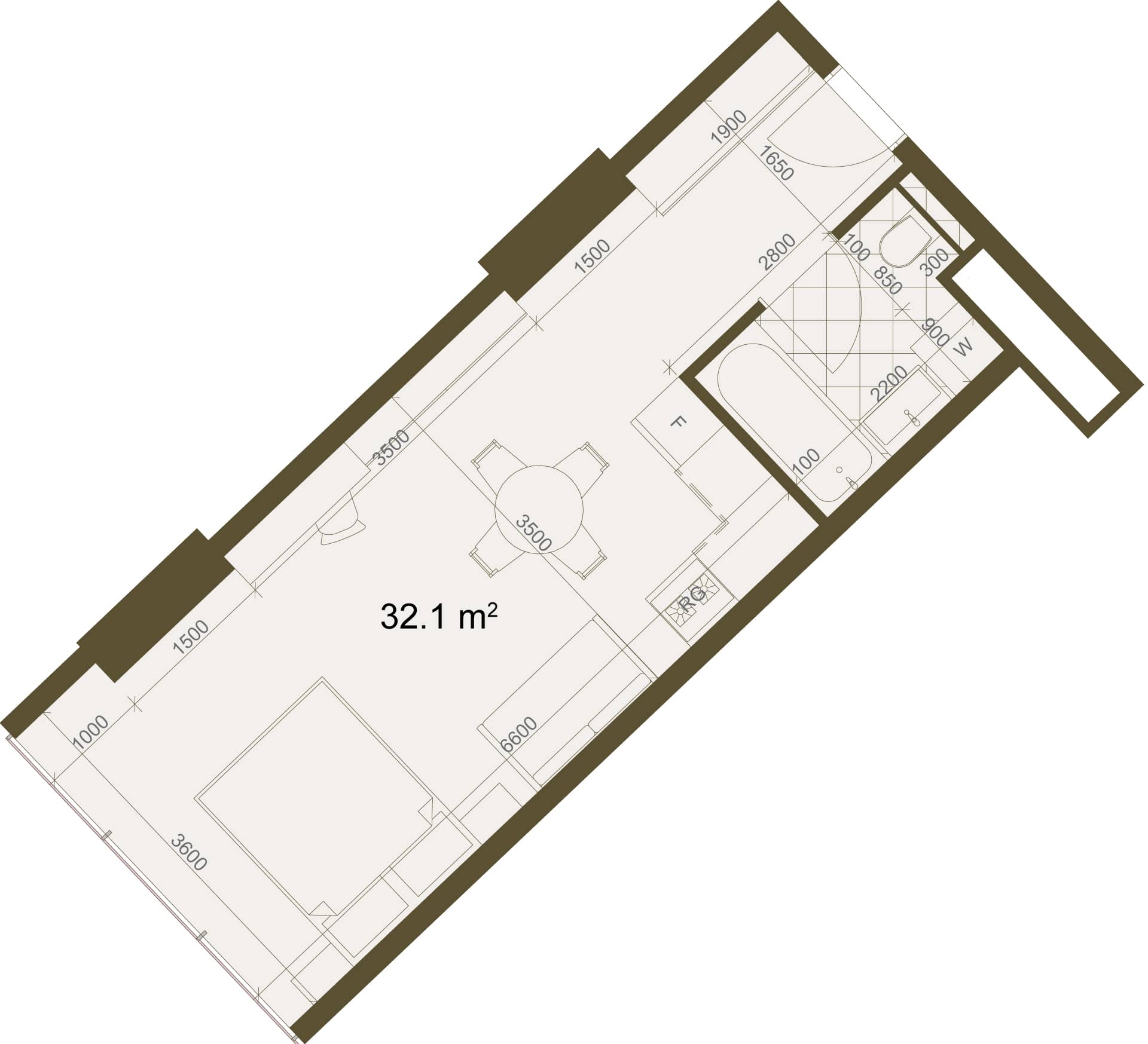 Studio, 32.1 m²