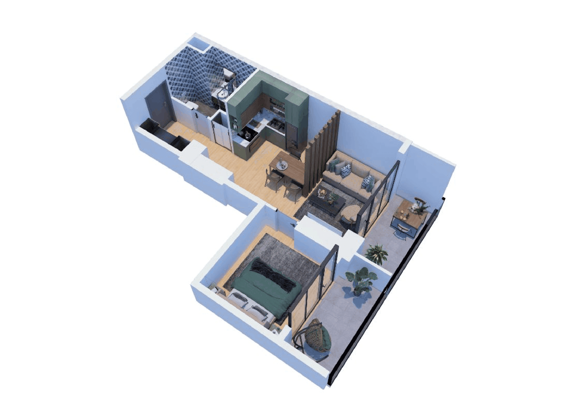 2-room, 47.3 m²