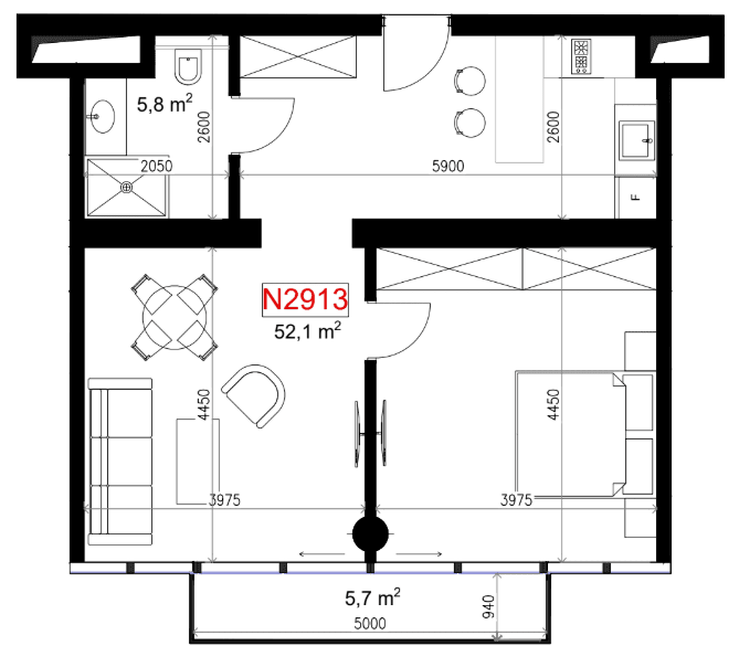 1-комн., 63.6 м²
