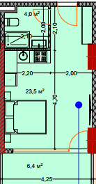 单间, 35 m²