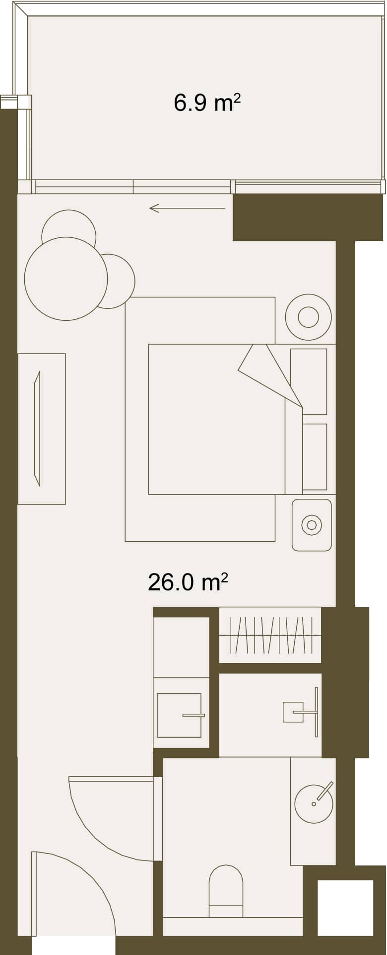 单间, 32.5 m²