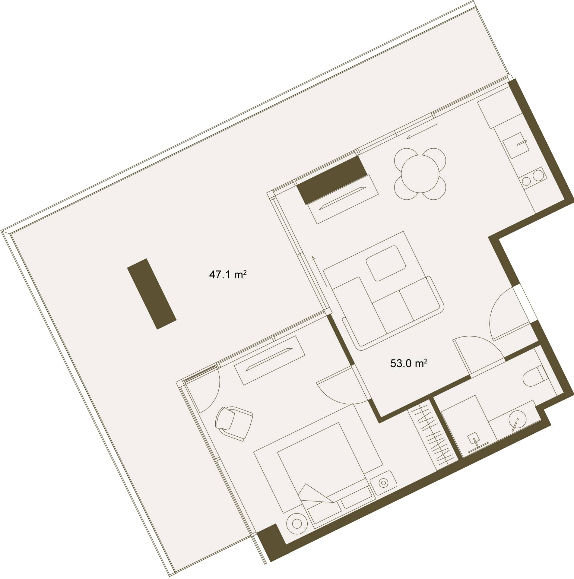1-room, 98.4 m²