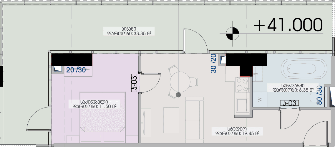 1-room, 70.7 m²