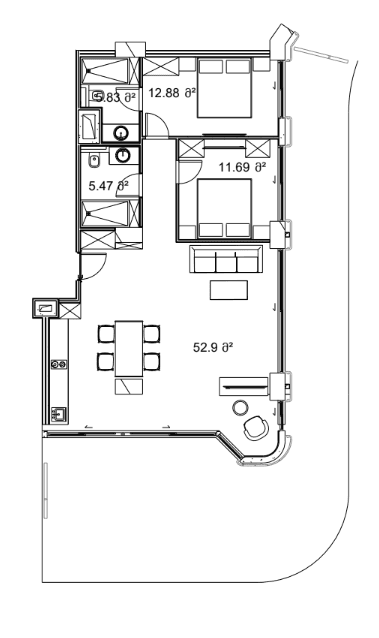 2-room, 160.2 m²