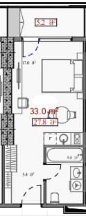 Studio, 33 m²