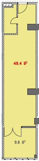 Студия, 49.4 м²