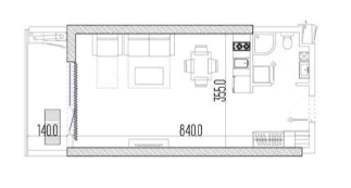 Studio, 34.7 m²