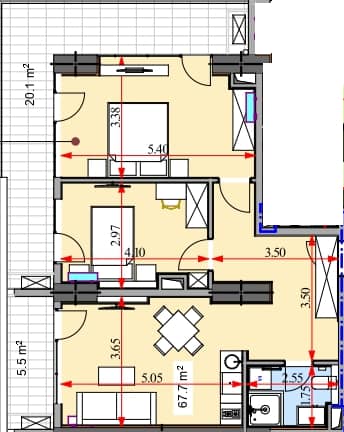 2-комн., 92.6 м²