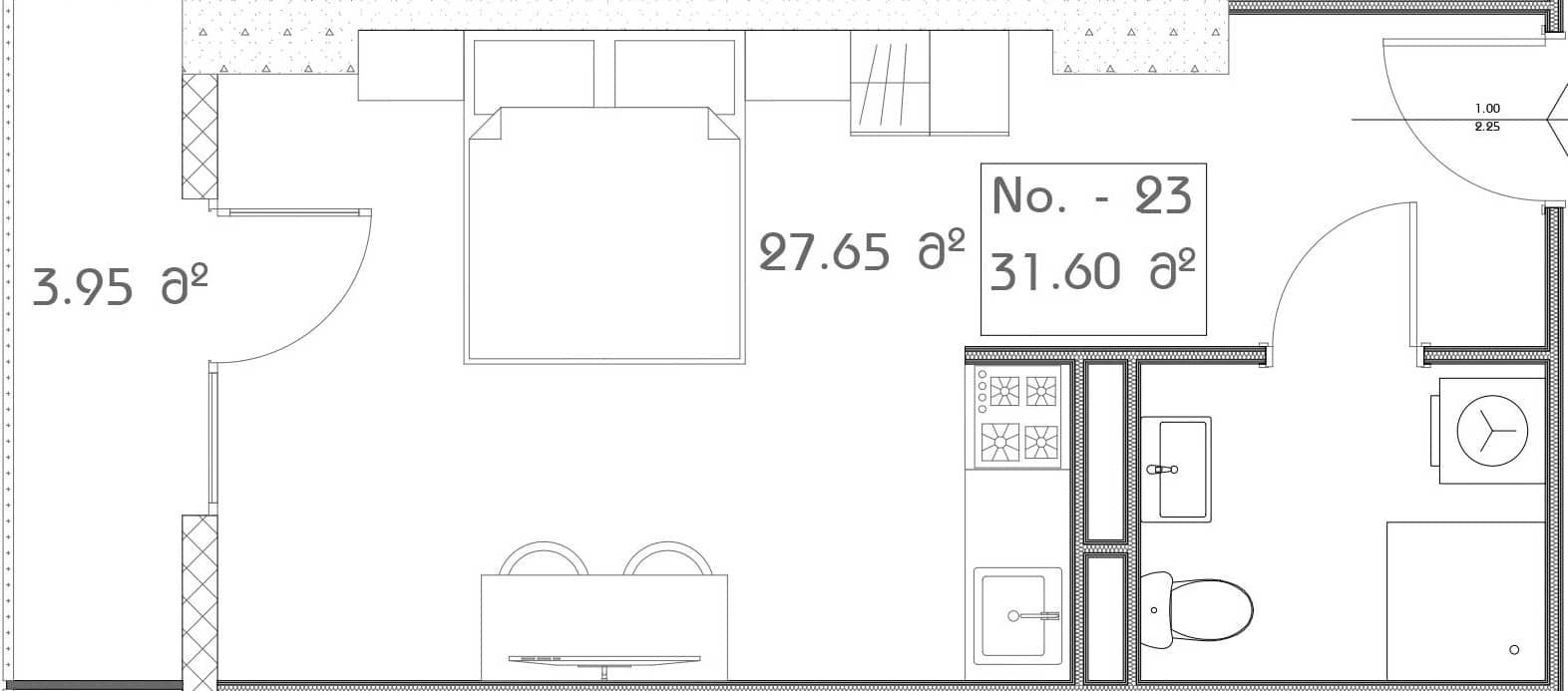 Студия, 31.6 м²