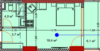 Студия, 32.7 м²