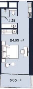 სტუდიო, 34.5 მ²