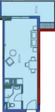 单间, 38.6 m²
