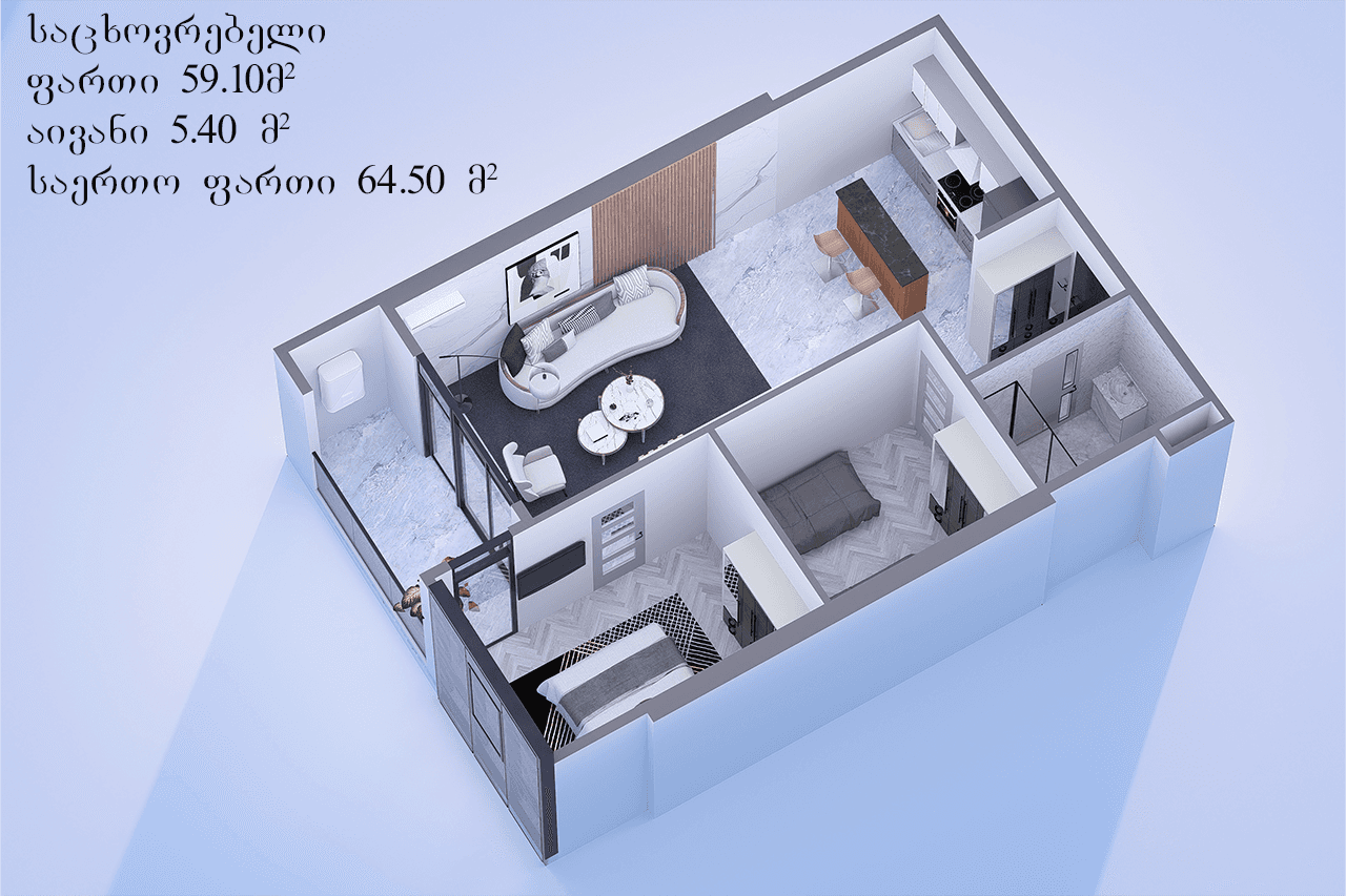 2-комн., 64.5 м²