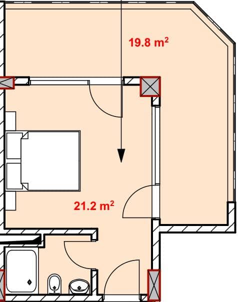 Studio, 40.9 m²