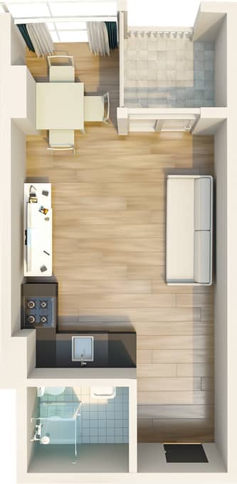 单间, 35.4 m²