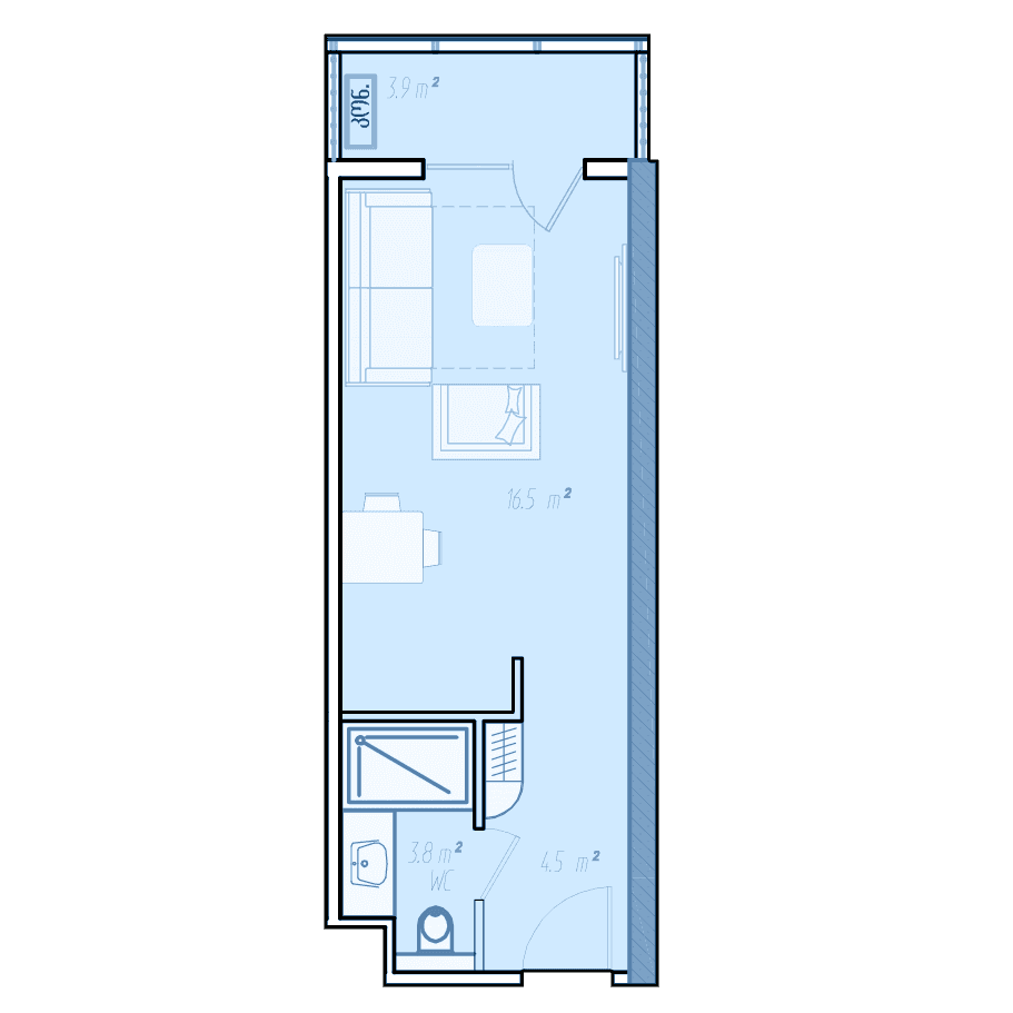Studio, 32.5 m²