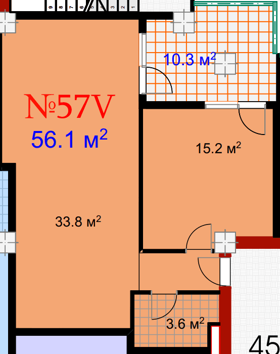 1-комн., 66.4 м²