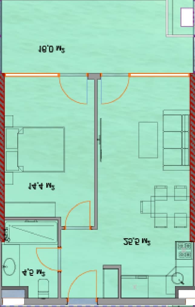 1-room, 62.3 m²