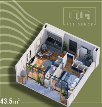 1-комн., 43.5 м²