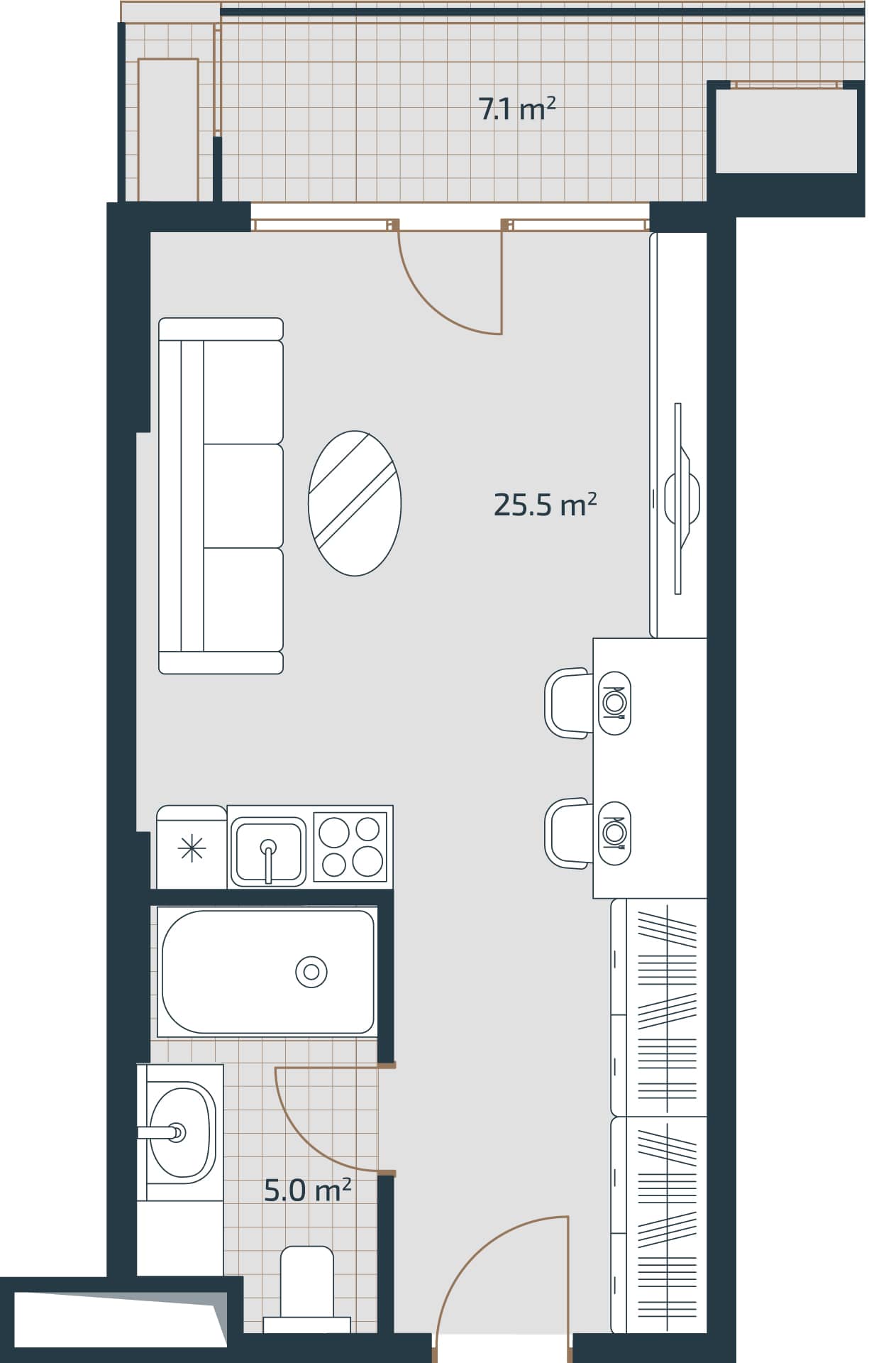 Studio, 37.6 m²