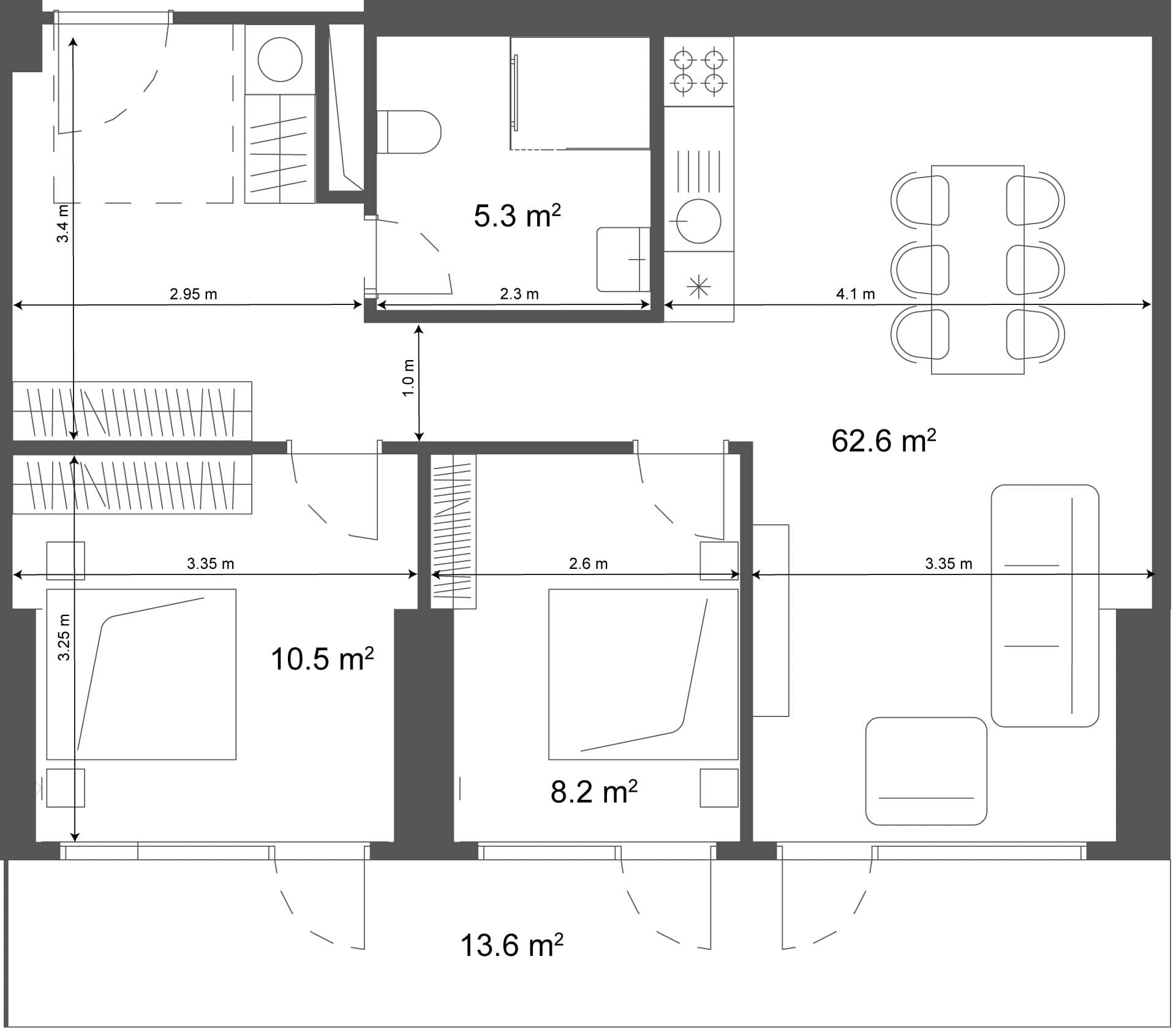 2-комн., 76.2 м²
