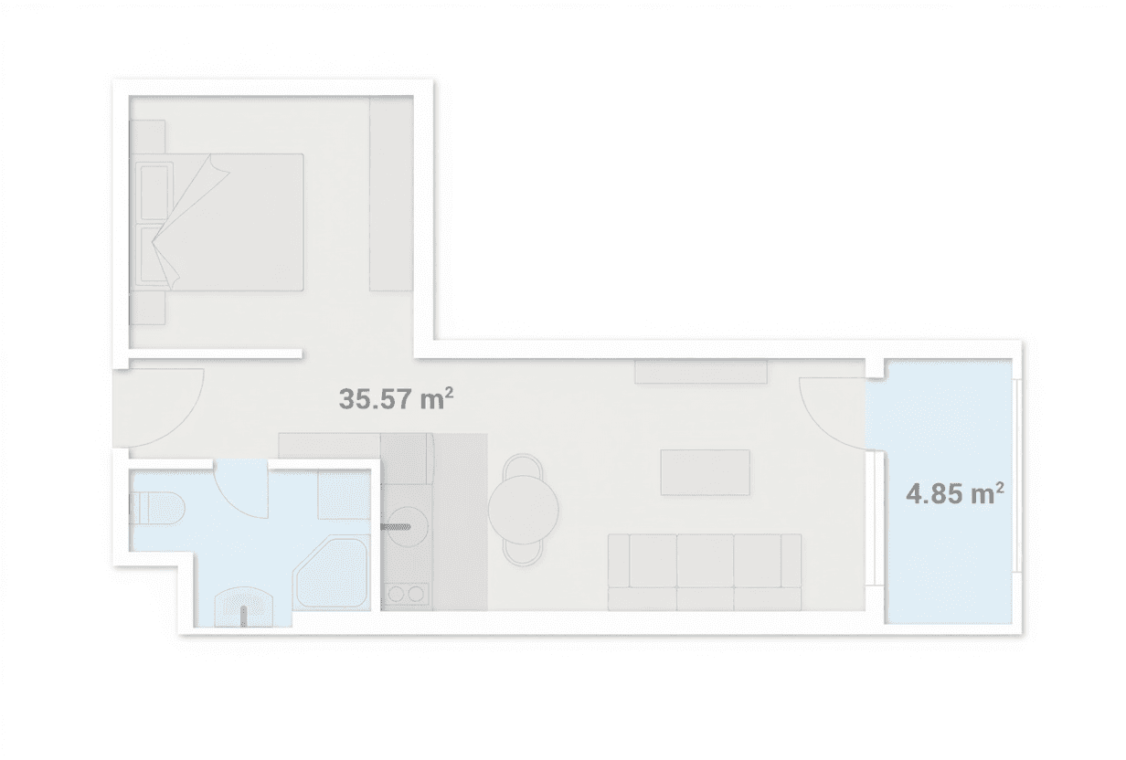 Студия, 40.4 м²