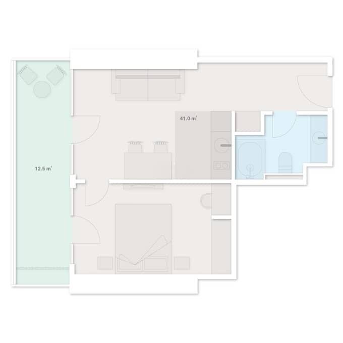 1-комн., 53.5 м²