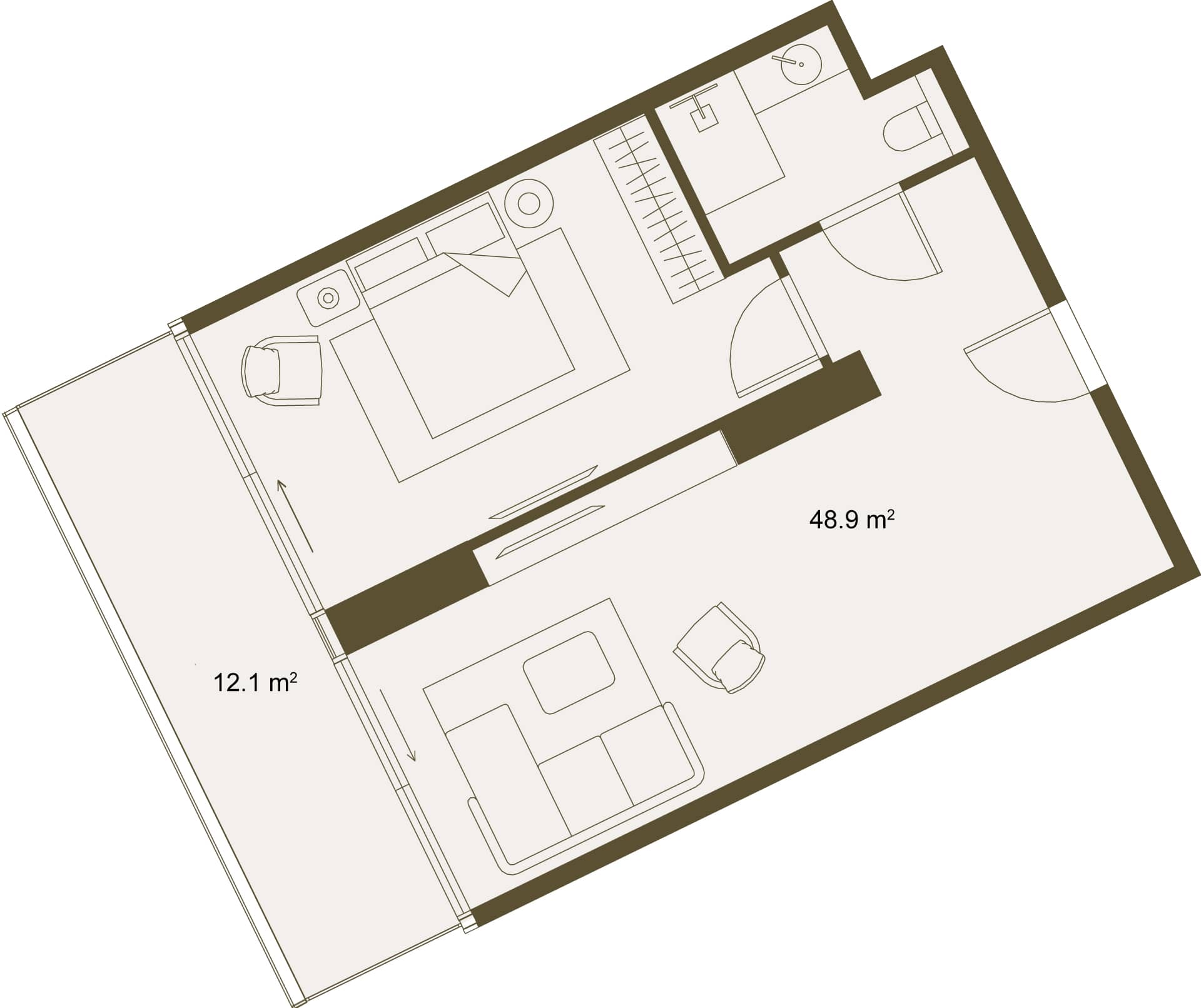 1-комн., 61.5 м²