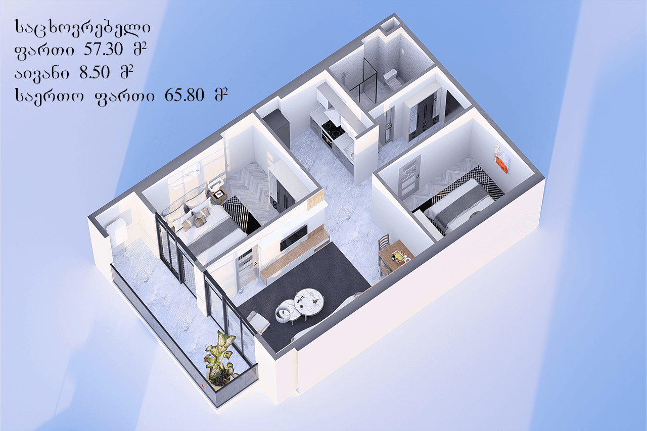 2-комн., 65.8 м²