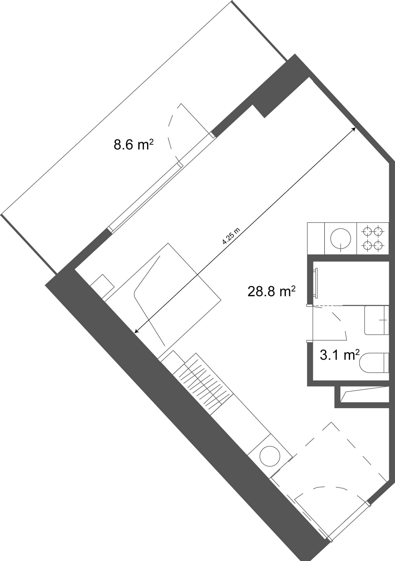 Студия, 37.4 м²