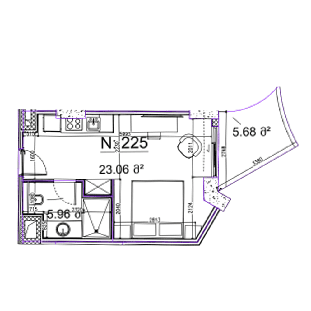 单间, 35 m²