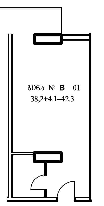 Студия, 42.3 м²