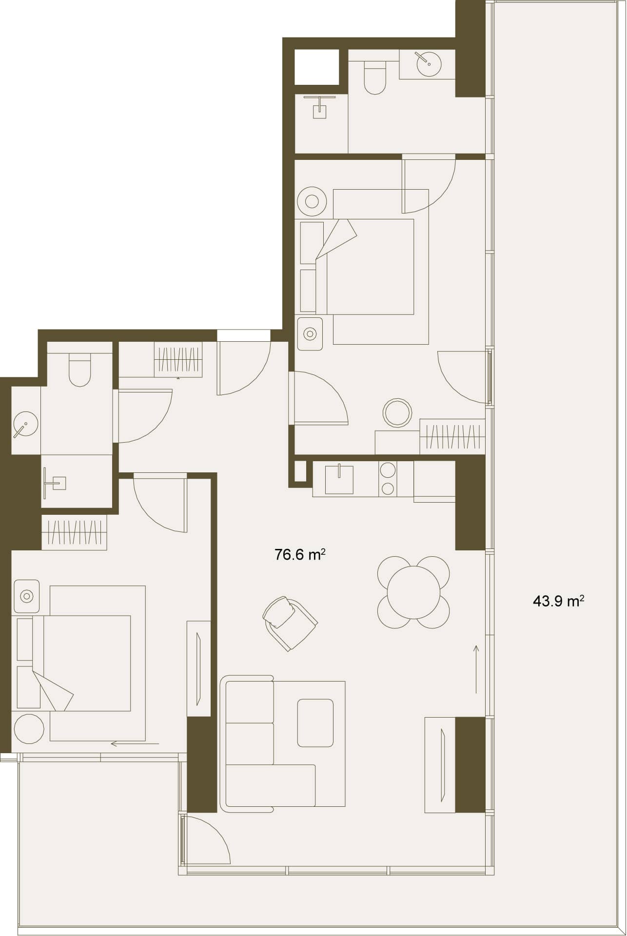 2-комн., 122.1 м²