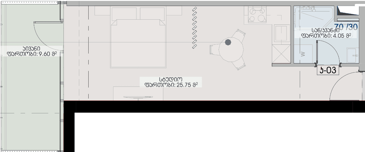 Студия, 39.4 м²