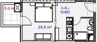 Studio, 33.6 m²