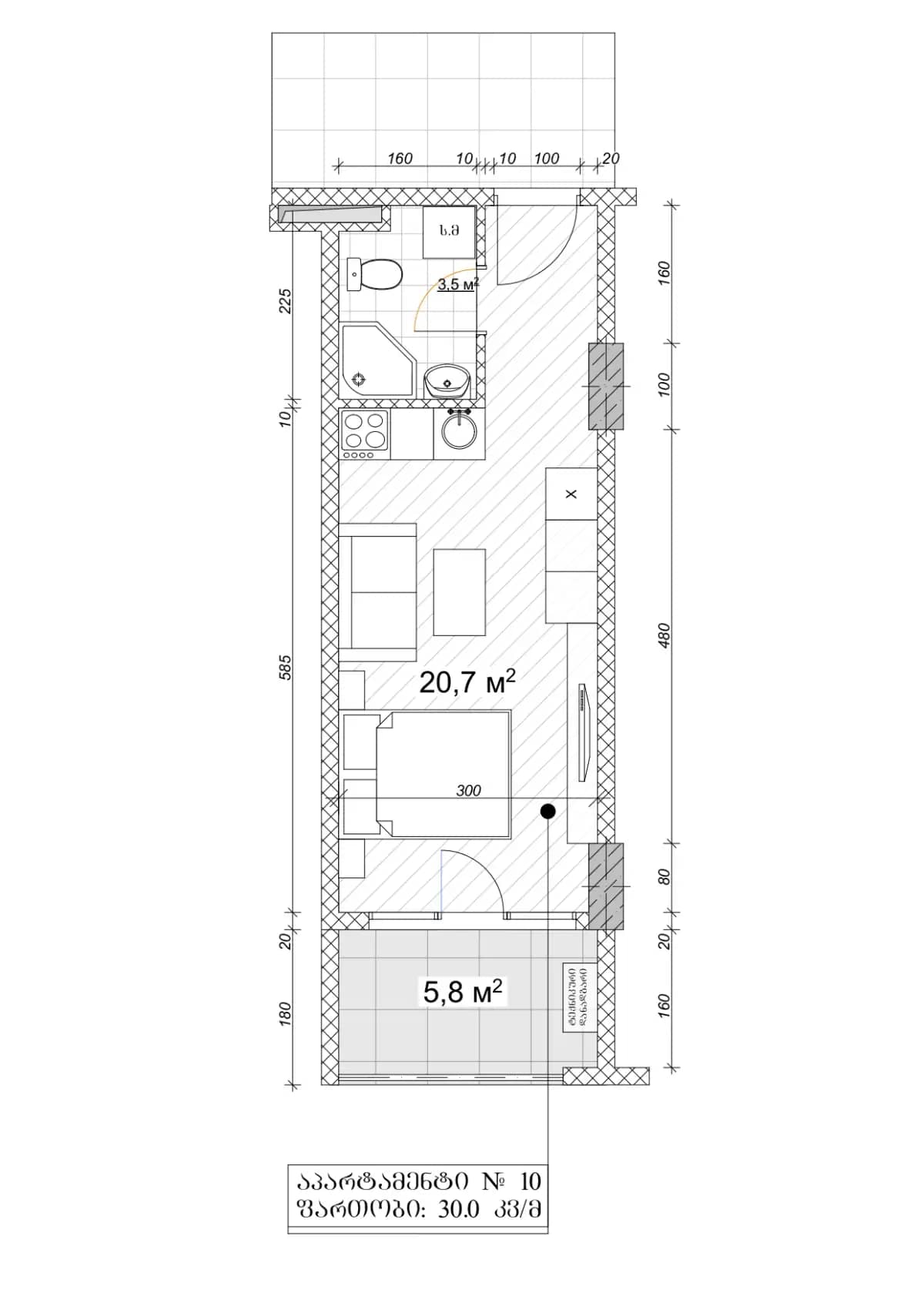 单间, 30 m²