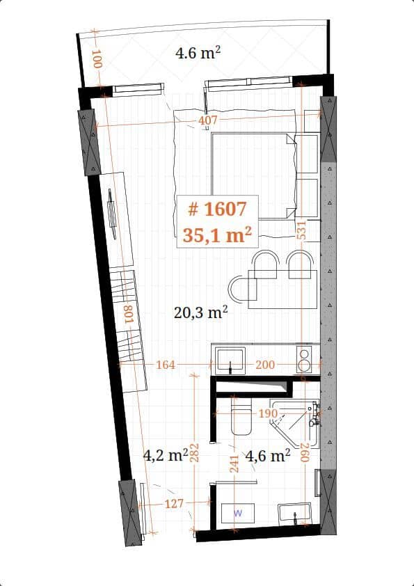 单间, 35.1 m²