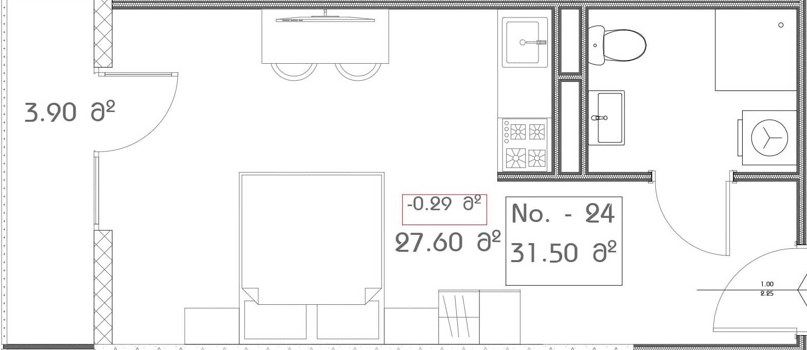 Студия, 31.5 м²