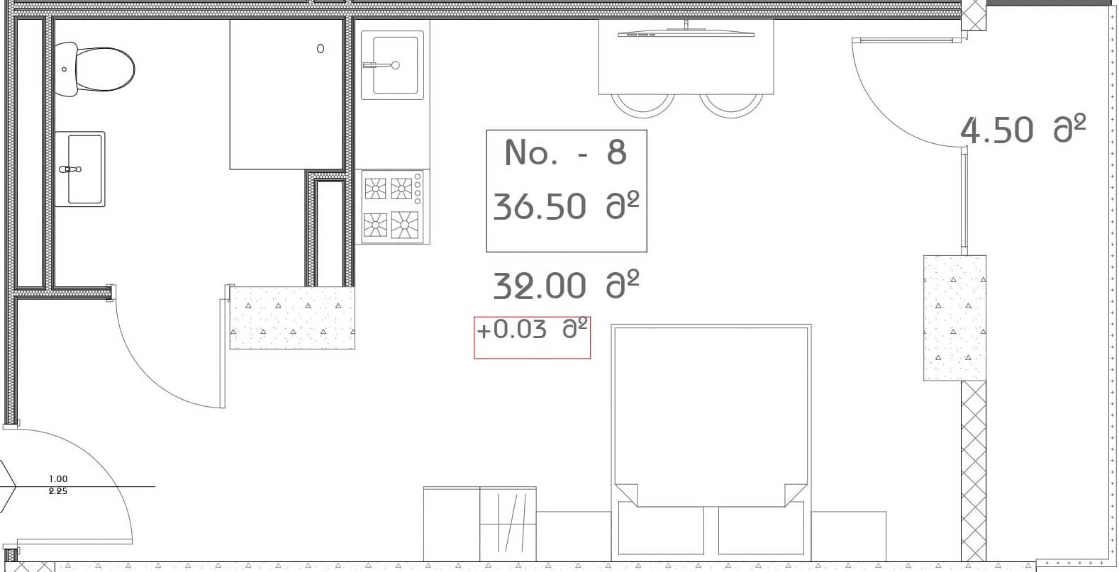 Студия, 36.5 м²
