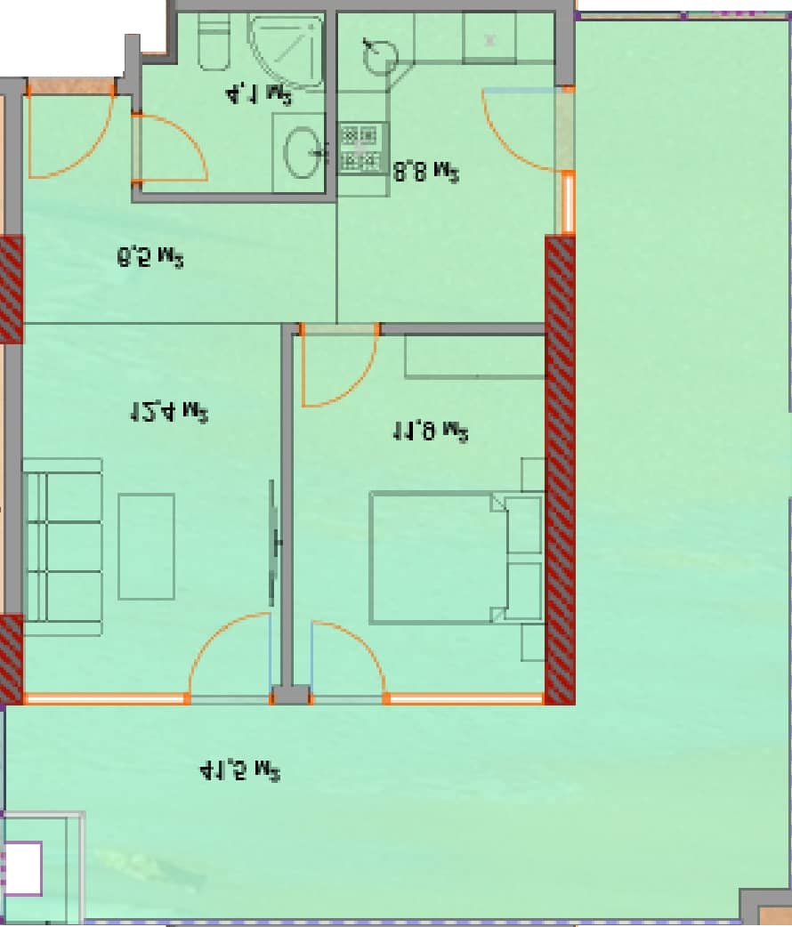 一居室, 87.3 m²