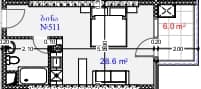 Студия, 34.6 м²