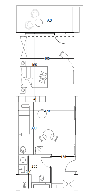 Studio, 60 m²
