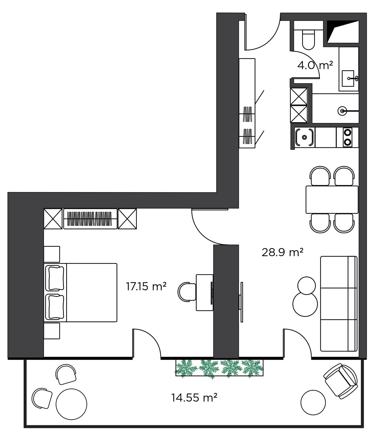 1-комн., 64.6 м²