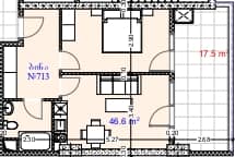 一居室, 64.1 m²