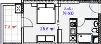 Studio, 36.4 m²
