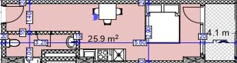Студия, 30 м²