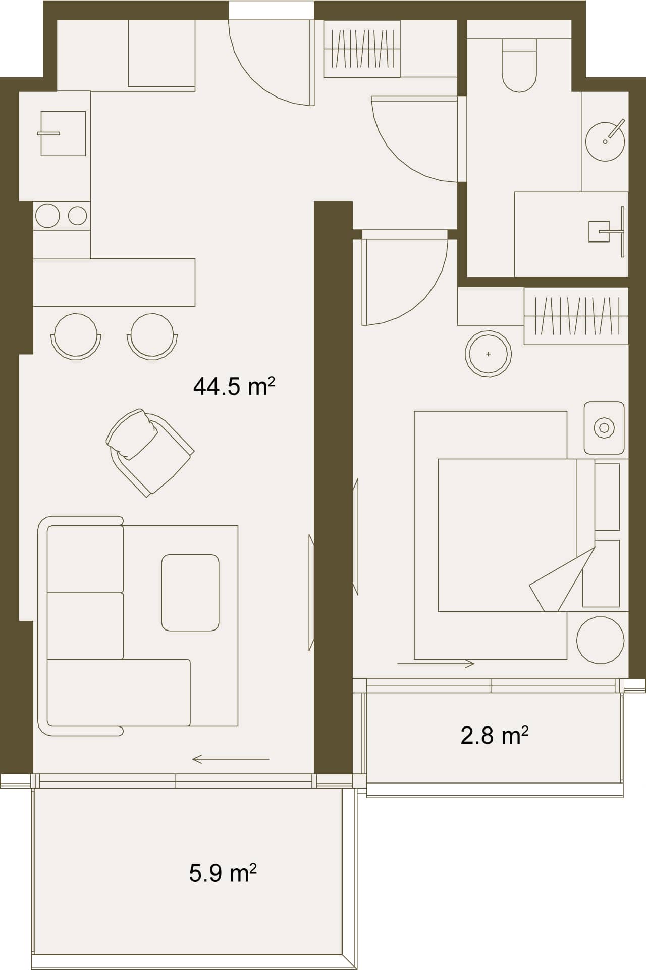 1-комн., 53.1 м²