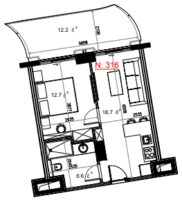 Студия, 50.2 м²